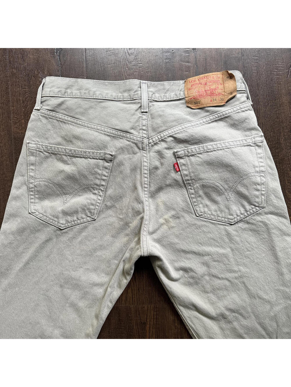 Vintage Levi 501 Jeans 32x30 Gray Buttonfly High Waist Cotton Denim Men Unisex